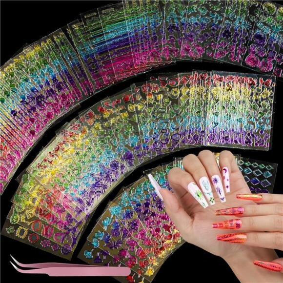 50 Sheets Nail Art Stickers, Rainbow Nail Stickers for Nail Art Nail - Picture 1 of 7